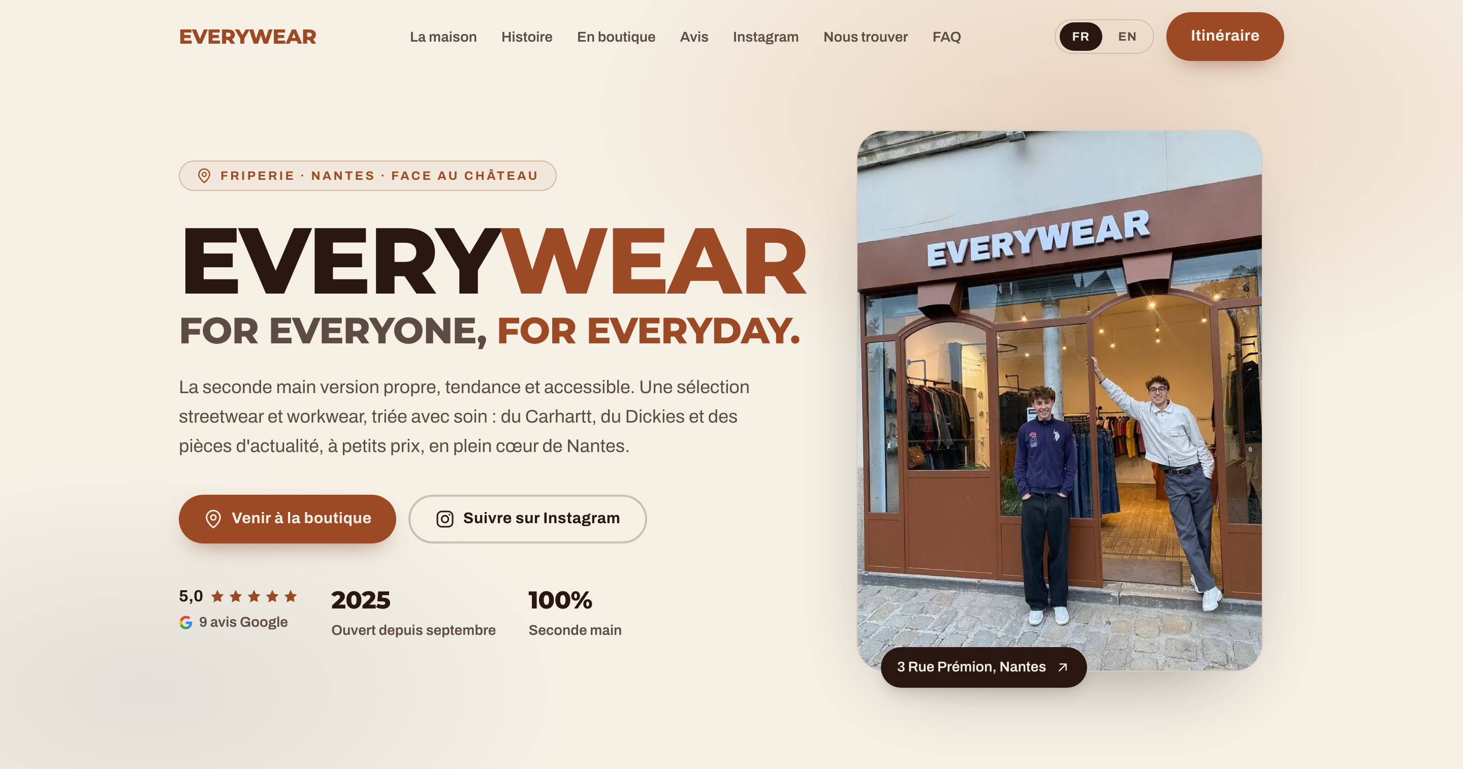 Everywear — page d'accueil